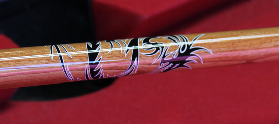 ModelMark decal applied to a pool cue.